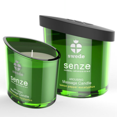 BOUGIE DE MASSAGE EXCITANTE SENZE - CITRON, POIVRE, EUCALYPTUS