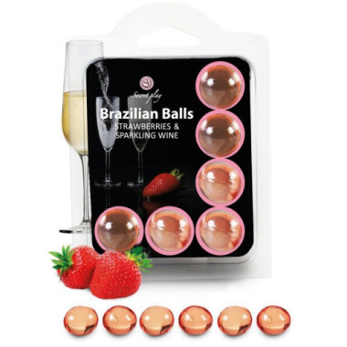 SET 6 BOULES BRÉSILIENNES FRAISES AU CAVA