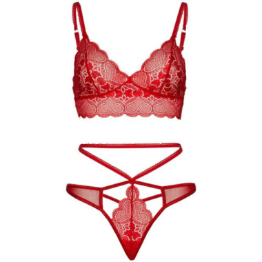 ENSEMBLE 2 PIÈCES BRALETTE ET STRING DENTELLE M/L