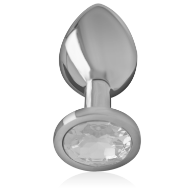 INTENSE - PLUG ANAL EN METAL ALUMINIUM AVEC VERRE ARGENT TAILLE L