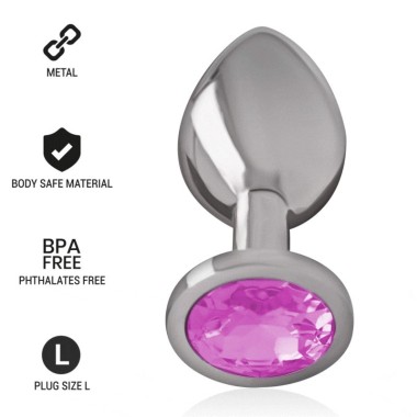 PLUG ANAL EN MÉTAL ALUMINIUM AVEC CRISTAL ROSE TAILLE L