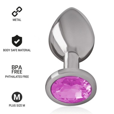 PLUG ANAL EN MÉTAL ALUMINIUM AVEC CRISTAL ROSE TAILLE M