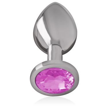 INTENSE - PLUG ANAL EN METAL ALUMINIUM AVEC VERRE ROSE TAILLE M