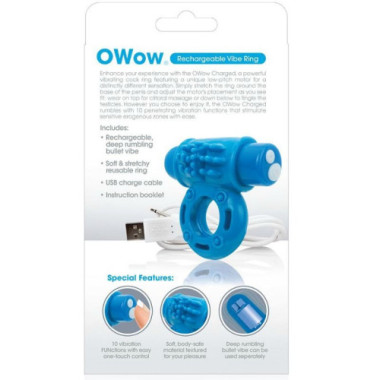 ANNEAU PÉNIEN VIBREUR WOW RECHARGEABLE BLEU