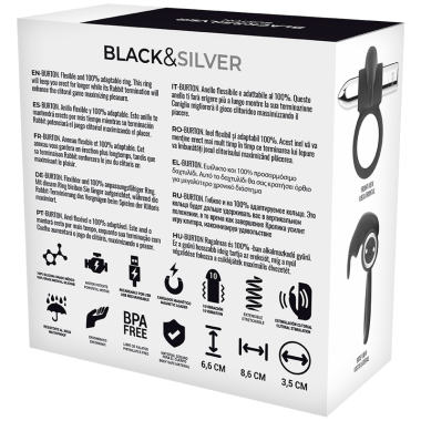 BLACK&SILVER - BAGUE RECHARGEABLE BURTON 10 MODES DE VIBRATION