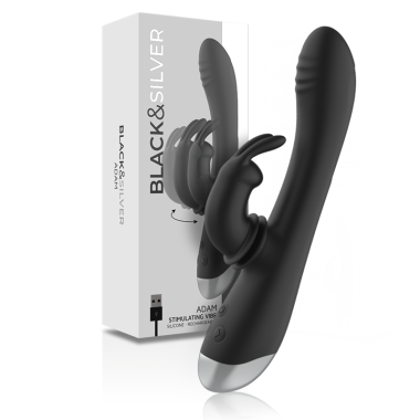 DJ. STIMULATEUR DE LAPIN RECHARGEABLE EN SILICONE ADAM NOIR