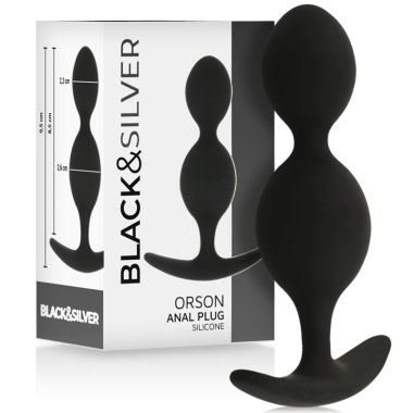 BLACK&SILVER - PLUG ORSON SILICONE 2 ONDES ANAL 9 CM