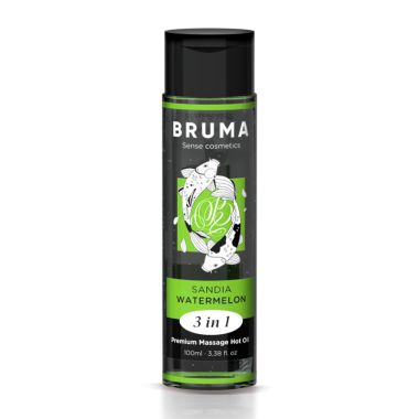 BRUMA - HUILE DE MASSAGE PREMIUM EFFET CHALEUR SAVEUR DE PASTÈQUE 3 EN 1 - 100 ML