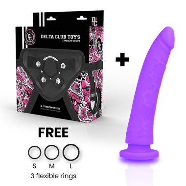 DELTA CLUB - TOYS HARNAIS + DONG SILICONE VIOLET 17 CM -O- 3 CM