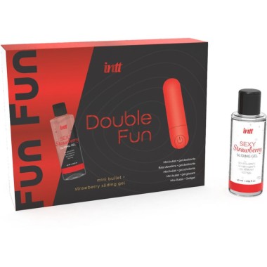 KIT DOUBLE FUN AVEC BULLET VIBRANT ET GEL DE MASSAGE À LA FRAISE