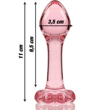 PLUG ANAL MODÈLE 2 VERRE BOROSILICATE 11 X 3,5 CM ROSE