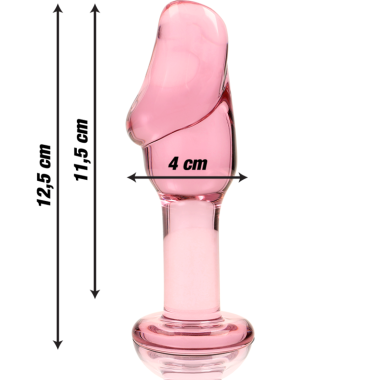 PLUG ANAL MODÈLE 6 VERRE BOROSILICATE 12,5 X 4 CM ROSE