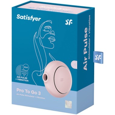 SATISFYER - STIMULATEUR ET VIBRATEUR DOUBLE AIR PULSE PRO TO GO 3 ROSE