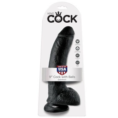 KING COCK - 9 GODE NOIR AVEC BOULES 22.9 CM