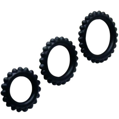 TITAN SET 3 PCS COCK RING NOIR 2.8 + 2.4 + 1.9 CM