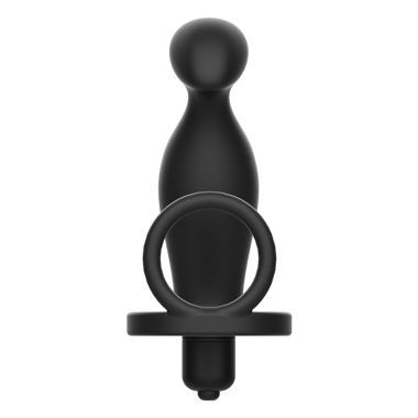 PLUG ANAL AVEC ANNEAU EN SILICONE NOIR 12 CM