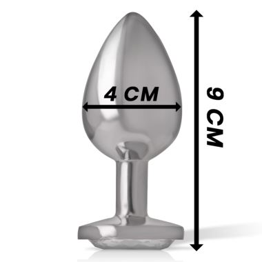 PLUG ANAL EN MÉTAL ALUMINIUM AVEC CRISTAL DARGENT TAILLE L