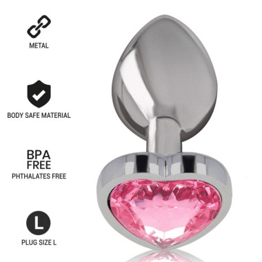 PLUG ANAL EN MÉTAL ALUMINIUM COEUR ROSE TAILLE L