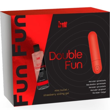 KIT DOUBLE FUN AVEC BULLET VIBRANT ET GEL DE MASSAGE À LA FRAISE