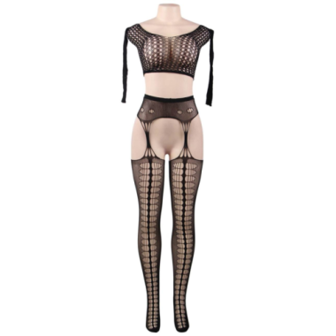 QUEEN LINGERIE - BODYSTOCKING HAUT MANCHES LONGUES S/L