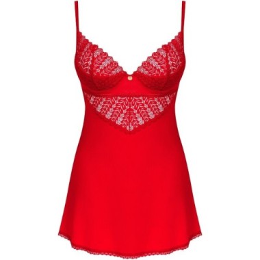 OBSESSIVE - CHEMISE & STRING INGRIDIA ROUGE XS/S