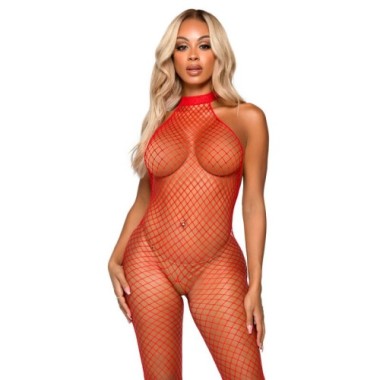 LEG AVENUE - LE FRIVOLE BODYSTOCKING - COL RACER TAILLE UNIQUE ROUGE