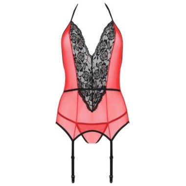 PASSION - PEONIA CORSET LIGNE ÉROTIQUE ROUGE L/XL