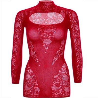 LEG AVENUE - MINI ROBE AVEC DENTELLE MANCHES LONGUES ROUGE