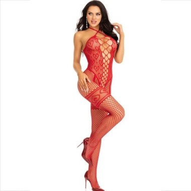 LEG AVENUE - BODYSTOCKING COU LICOL COEURS ROUGES ROUGE