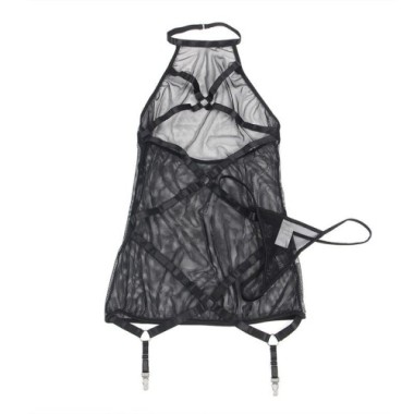 SUBLLIME - ROBE TRANSPARENTE COL DOS NOIR L/XL