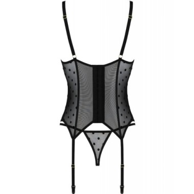 PASSION - CORSET ET THONG MARINA NOIR L/XL