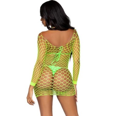 LEG AVENUE - ROBE EN RÉSILLE À MANCHES LONGUES VERT TAILLE UNIQUE