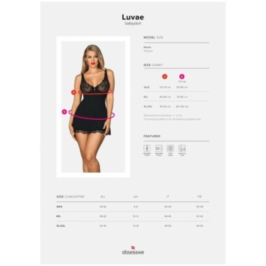 THONG BABYDOLL ET LUVAE NOIR XS/S