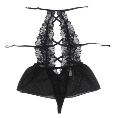 TEDDY HALTER NECK DOS NU DENTELLE NOIR L/XL