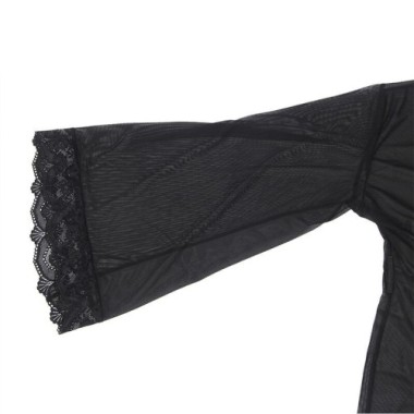 ROBE EN TISSU TRANSPARENT AVEC DÉTAIL DENTELLE NOIR L/XL