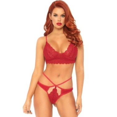 ENSEMBLE 2 PIÈCES BRALETTE ET STRING EN DENTELLE S/M