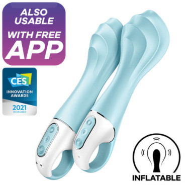 AIR PUMP VIBRATOR 5+ APP GONFLABLE G-SPOT VIBRATOR BLEU